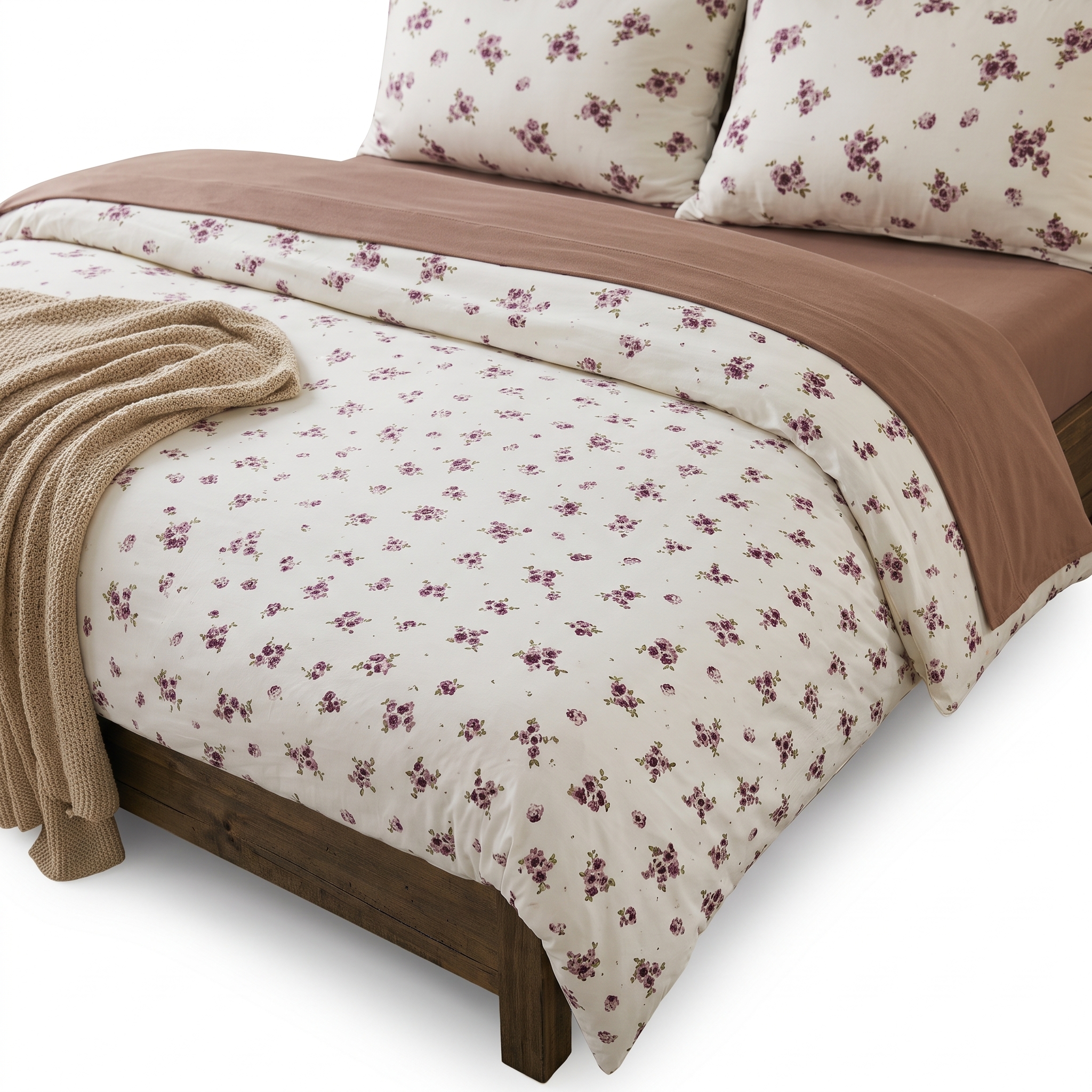 Lenjerie de pat, 4 piese, cearceaf cu elastic universal 160/180 x 200 cm, alb - imagine 3