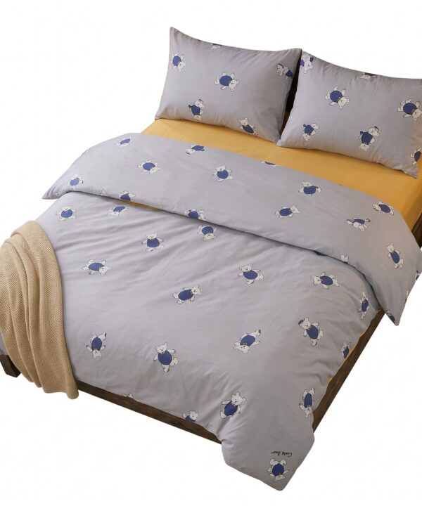 Lenjerie de pat, 4 piese, cearceaf cu elastic universal 160/180 x 200 cm, galben