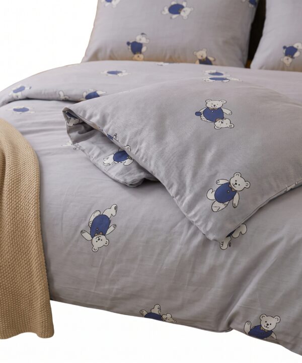 Lenjerie de pat, 4 piese, cearceaf cu elastic universal 160/180 x 200 cm, galben - imagine 3