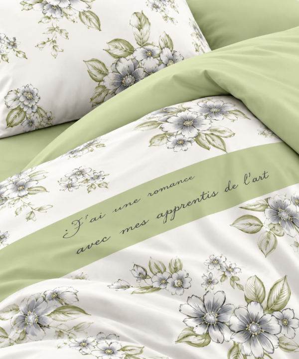Alternative view of Lenjerie de pat Grădini Dobrogene, 6 piese, două fețe, 100% bumbac percale, verde