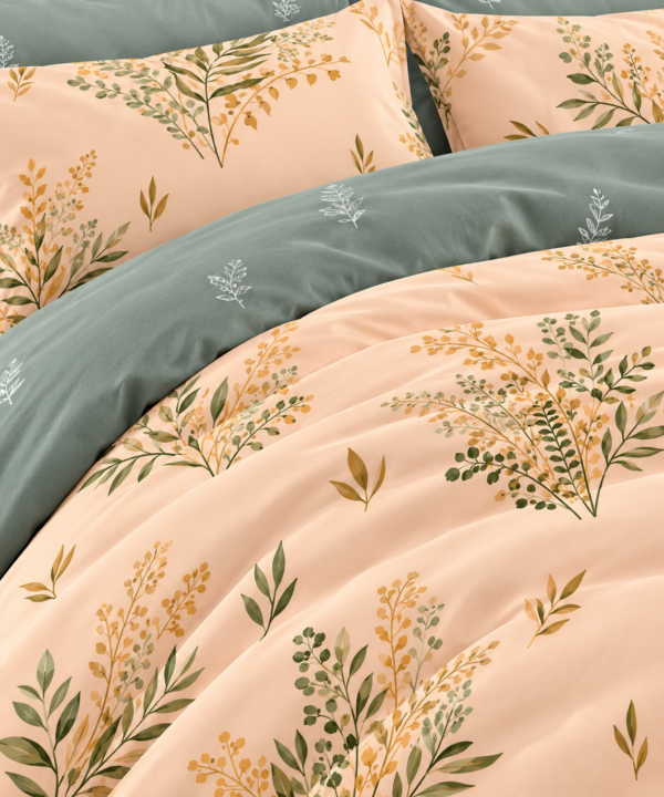 Alternative view of Lenjerie de pat Grădini Dobrogene, 6 piese, două fețe, 100% bumbac percale, portocaliu