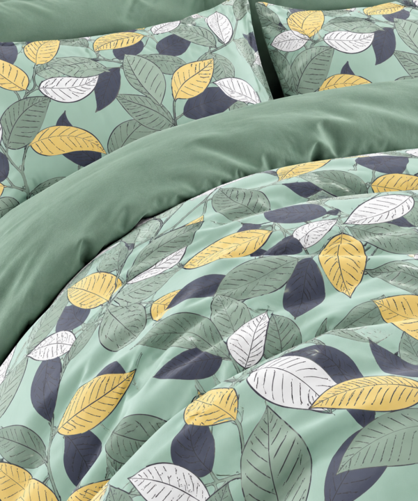 Alternative view of Lenjerie de pat Grădini Dobrogene, 6 piese, două fețe, 100% bumbac percale, verde