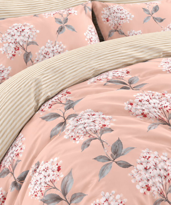 Alternative view of Lenjerie de pat Grădini Dobrogene, 6 piese, două fețe, 100% bumbac percale, roz