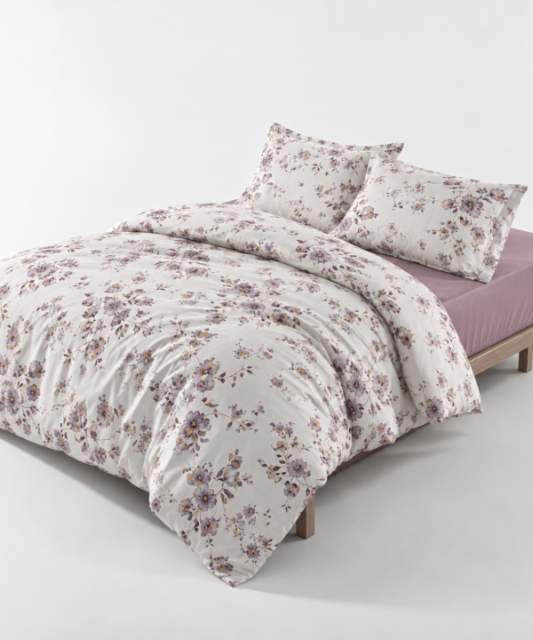 Lenjerie de pat Refugiu la Balcic, 4 piese, 100% bumbac ranforce, husă cu elastic universală 140/160x200 cm, mov/roz