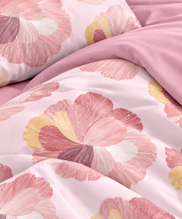 Alternative view of Lenjerie de pat Grădini Dobrogene, 6 piese, două fețe, 100% bumbac percale, roz