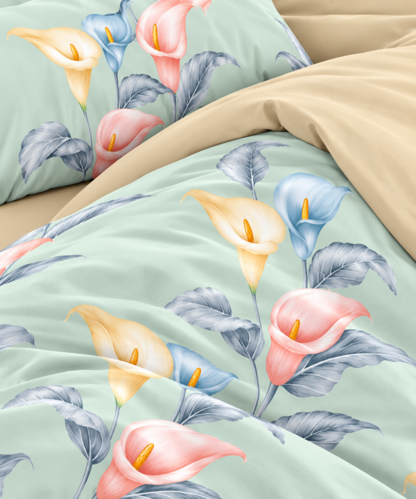 Alternative view of Lenjerie de pat Grădini Dobrogene, 6 piese, două fețe, 100% bumbac percale, verde