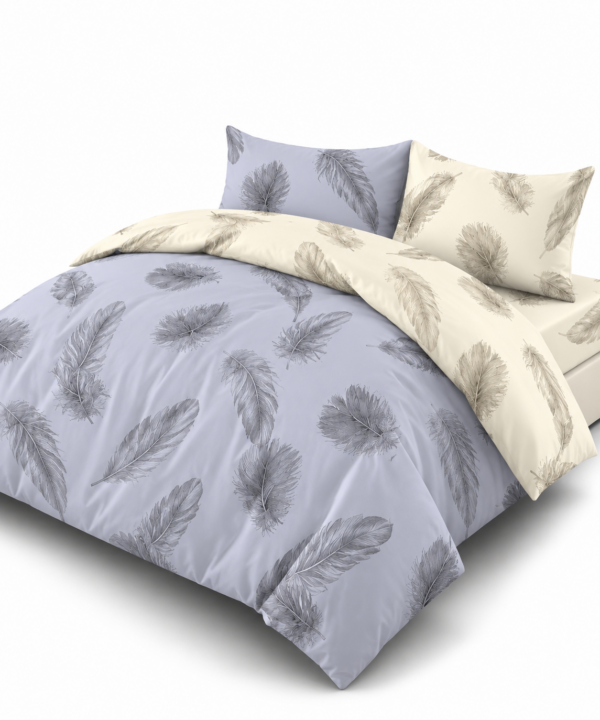 Lenjerie de pat Grădini Dobrogene, 6 piese, două fețe, 100% bumbac percale, gri