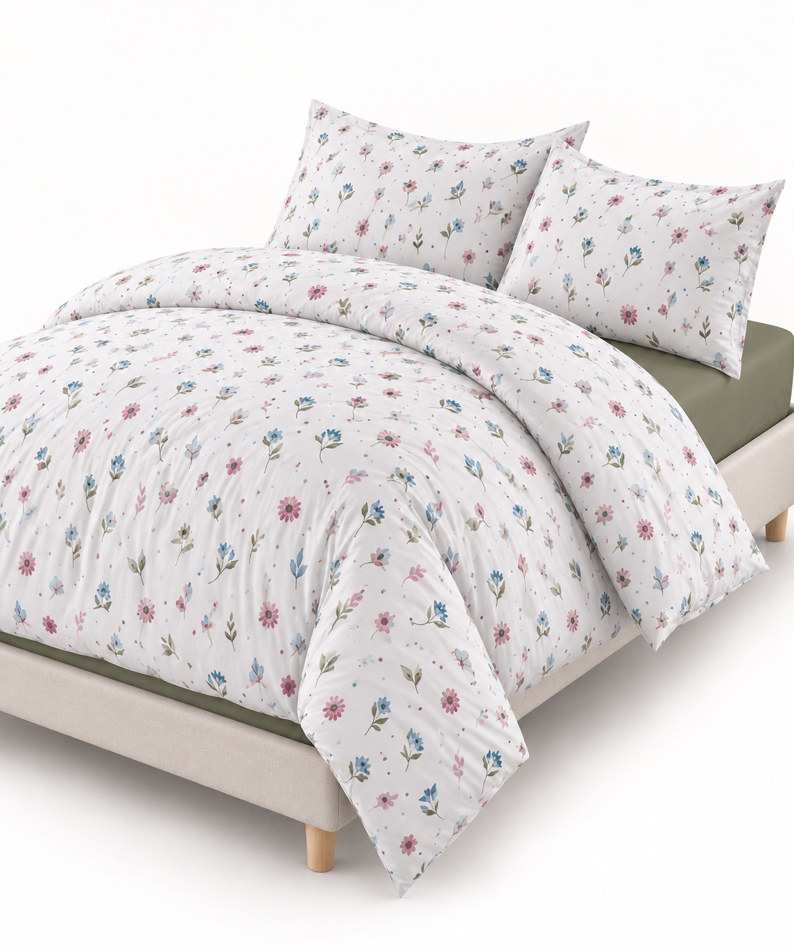 Lenjerie de pat Refugiu la Balcic, 4 piese, 100% bumbac ranforce, husă cu elastic universală 140/160x200 cm, verde - imagine 3