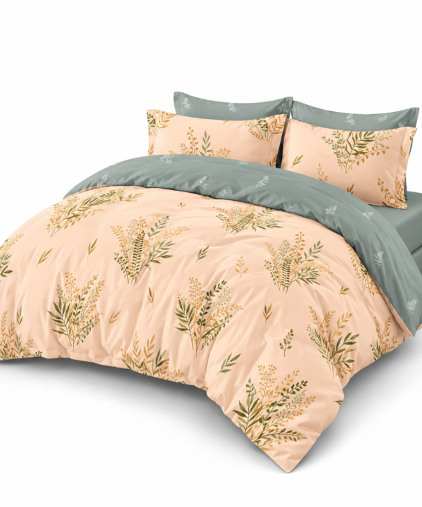 Lenjerie de pat Grădini Dobrogene, 6 piese, două fețe, 100% bumbac percale, portocaliu - imagine 3